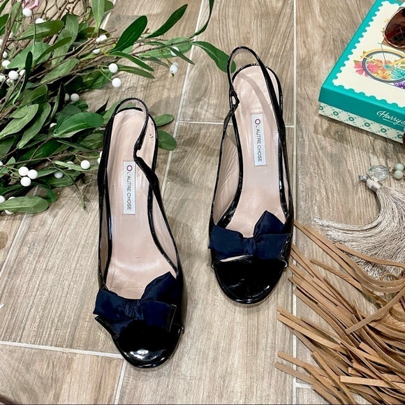 L’autre chose patent leather black slingback heels - Picture 1 of 5